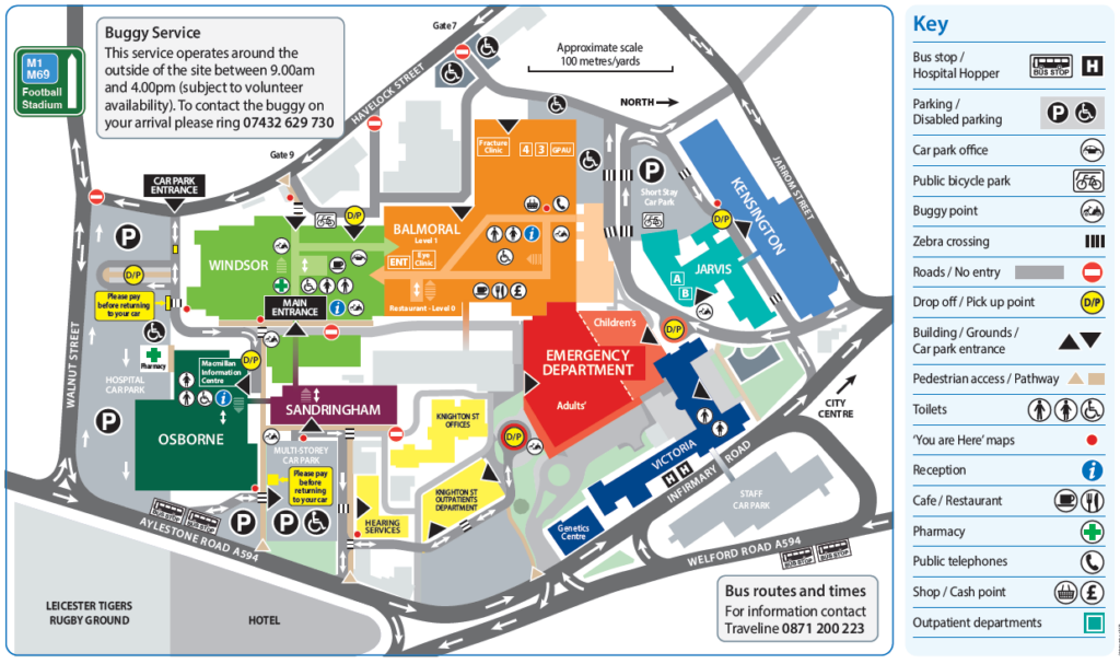 A map of Leicester Royal Infirmary