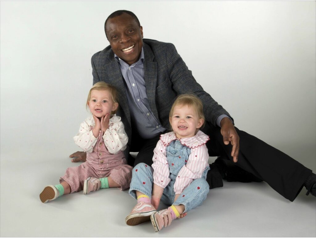Fleur and Ottilie with Consultant Congenital Heart Surgeon, Ikenna Omeje