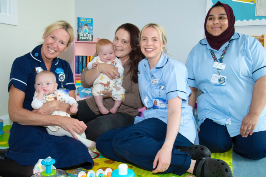 The Paediatric Virtual Ward nursing team, with Katy Keddie and her twins