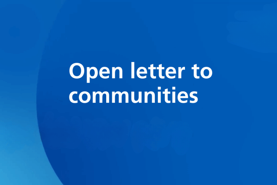 Open letter to communities graphic